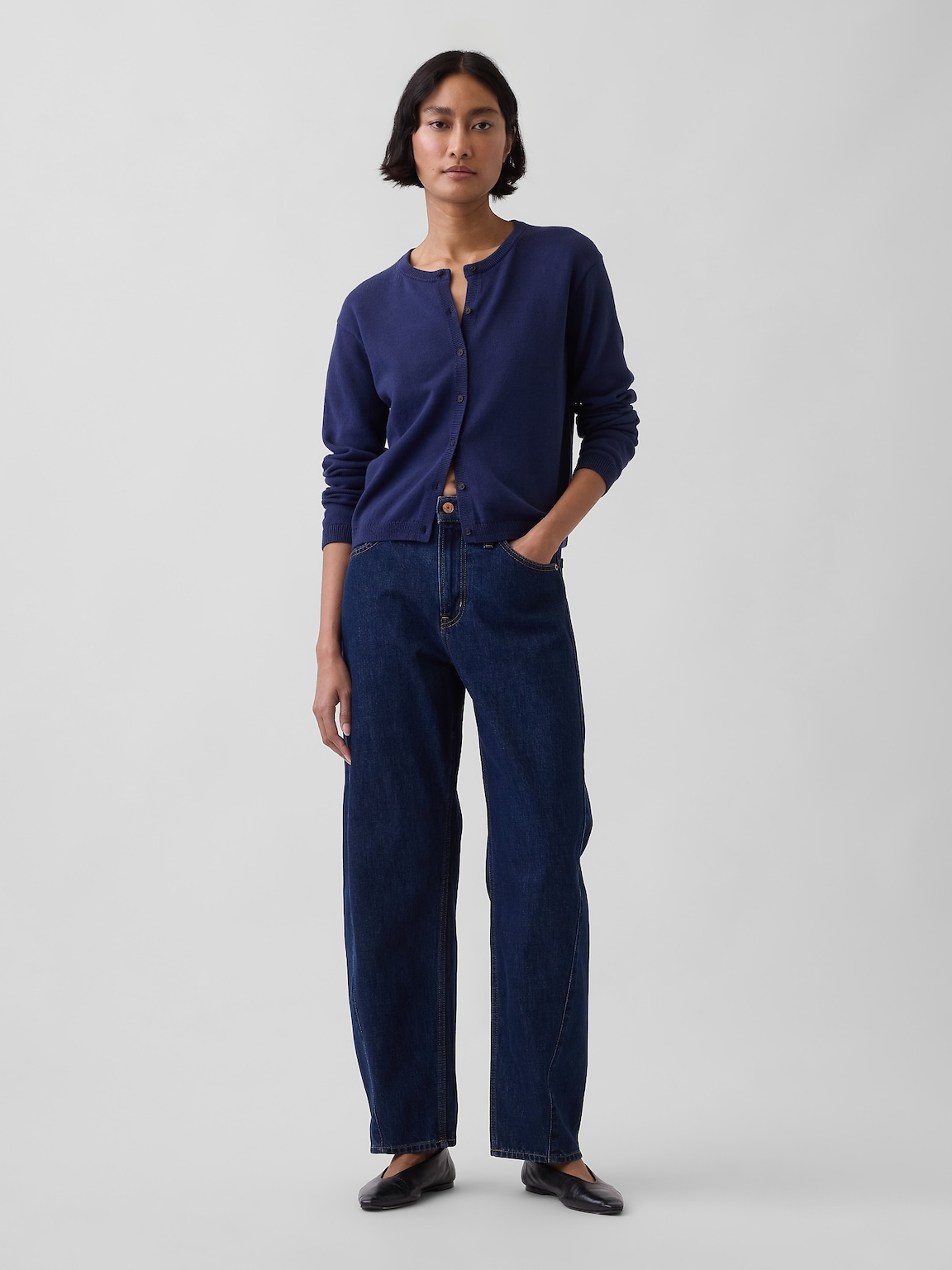 100% Cotton Relaxed Crop Cardigan Sweater