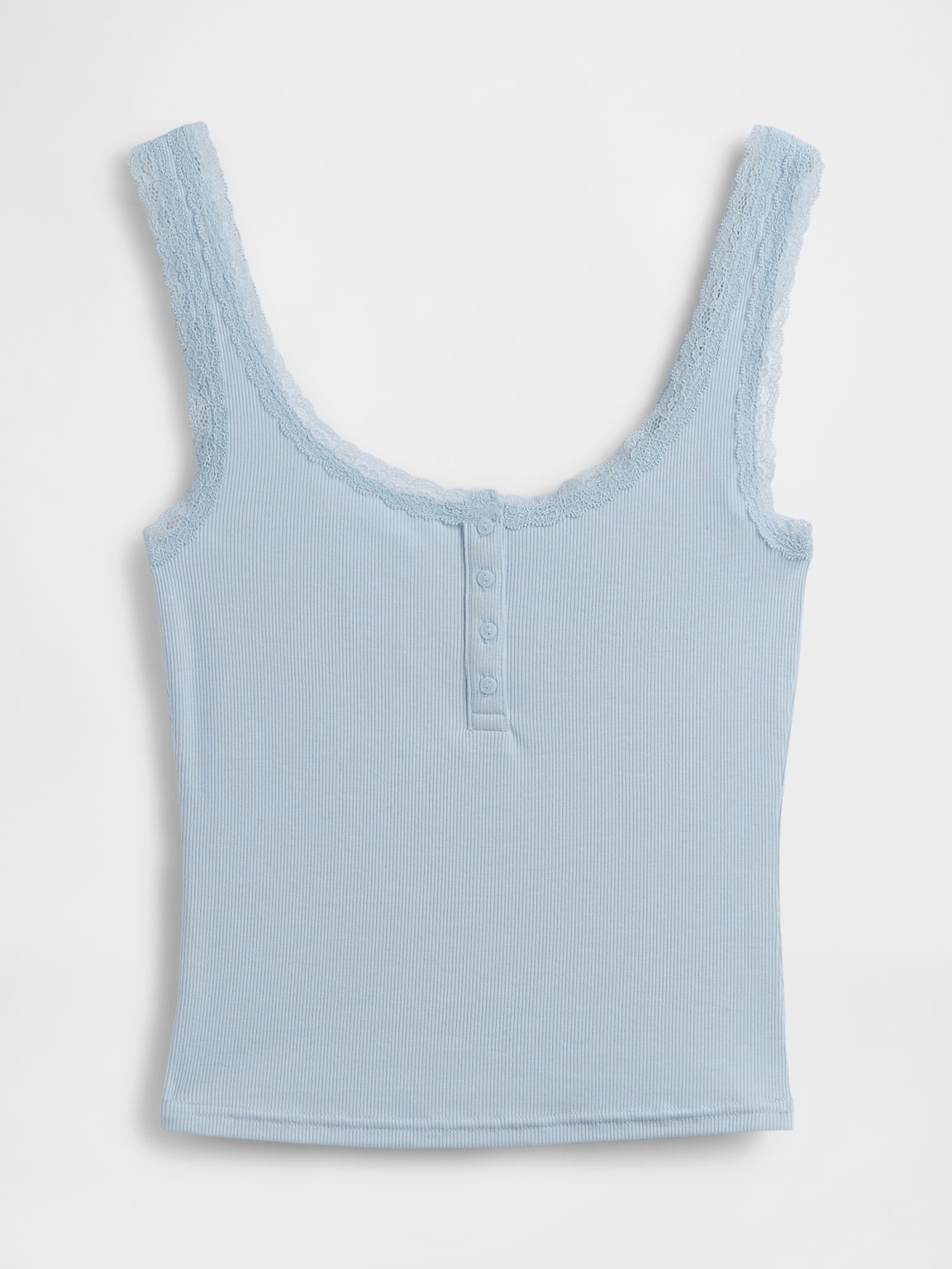 Mini Rib Lace Henley PJ Tank Top