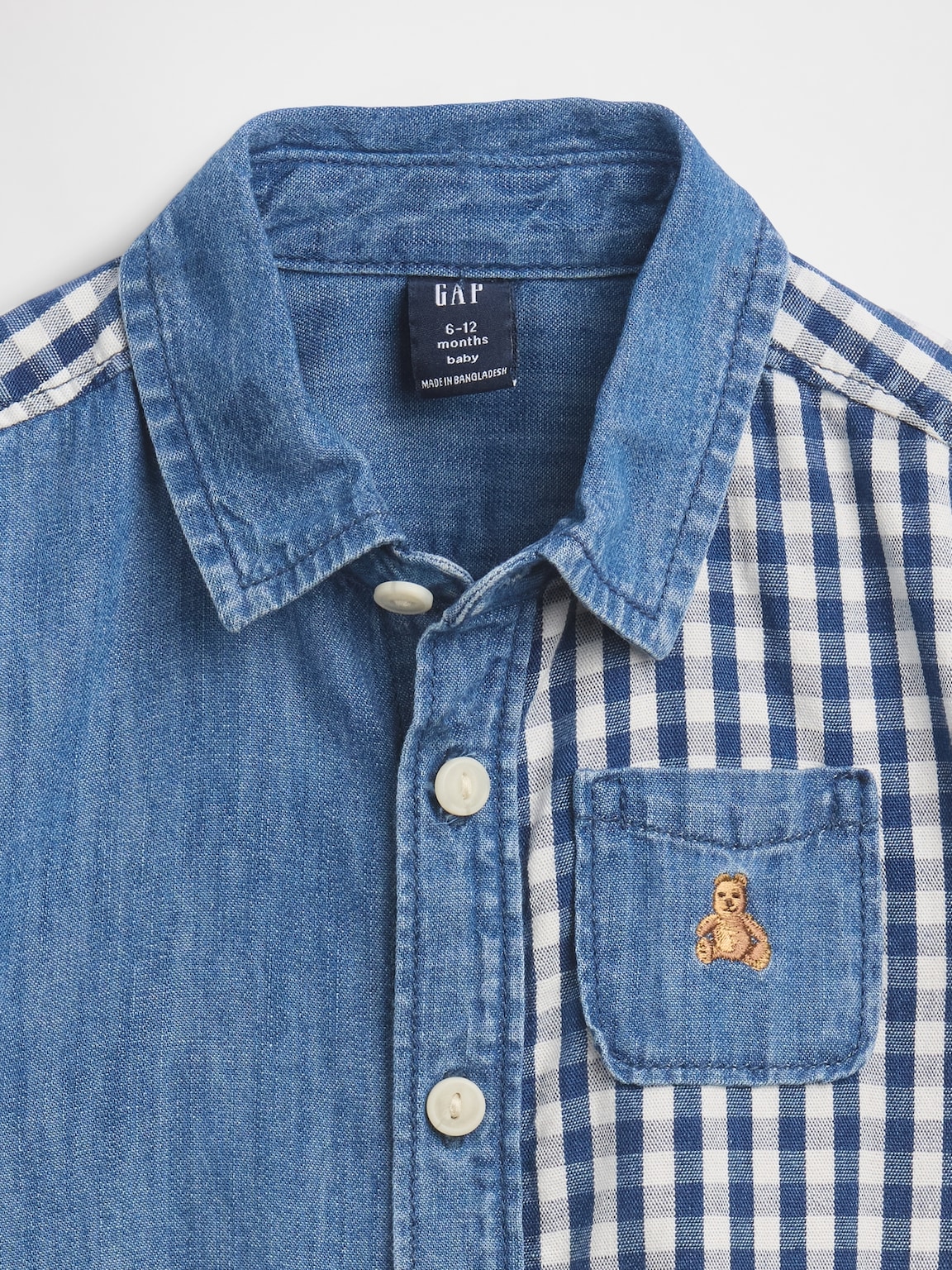 Baby Gingham Denim Colorblock Shorty One-Piece