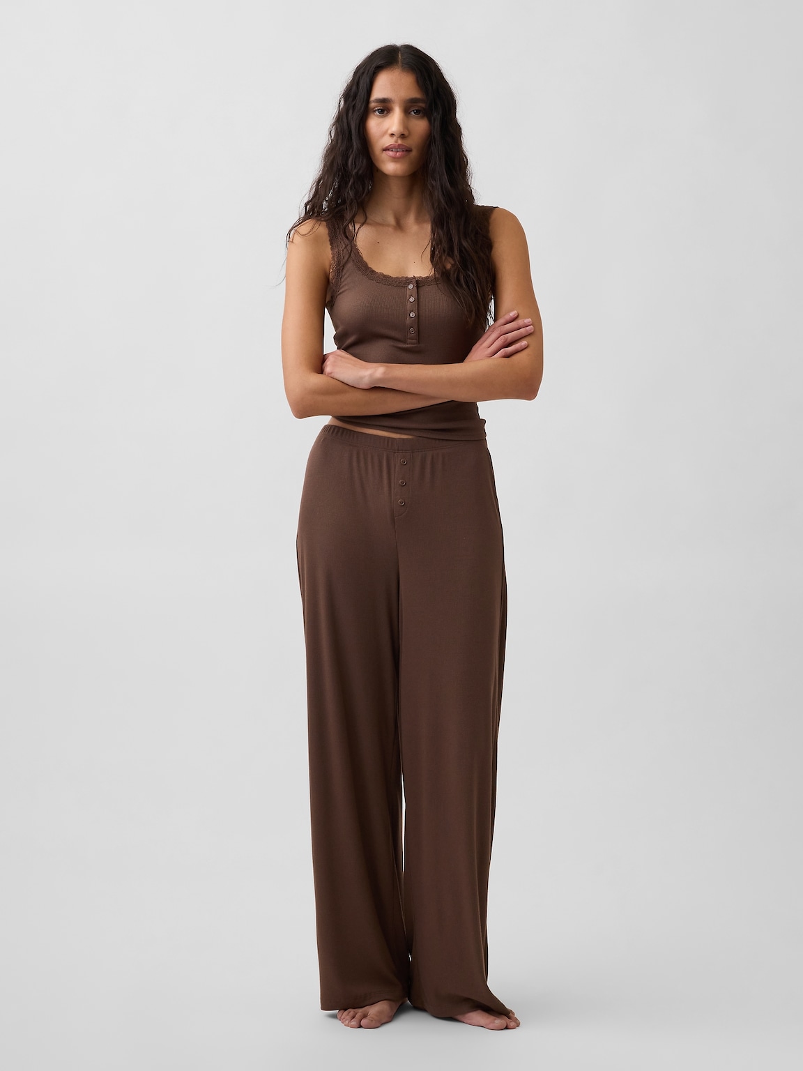 Mini Rib Wide-Leg PJ Pants