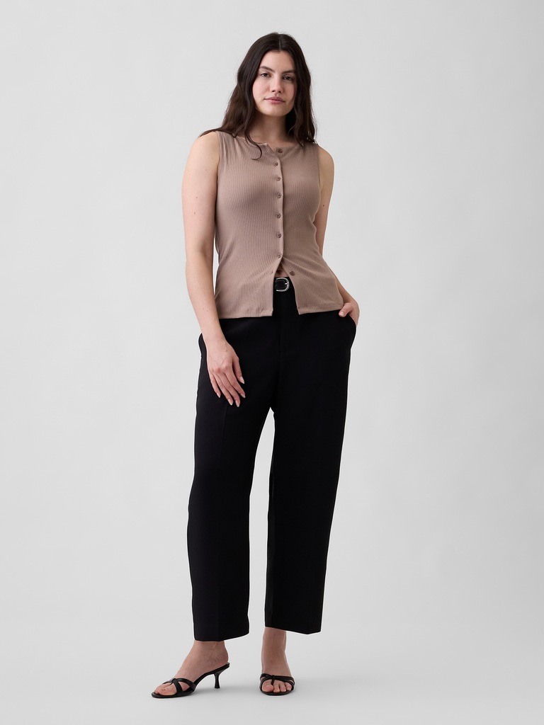 100% Recycled Easy Straight Crop Trousers