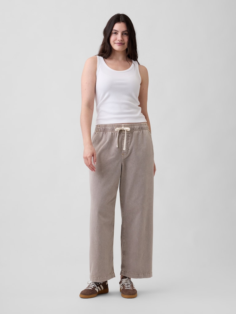 High Rise Pull-On Wide-Leg Jeans