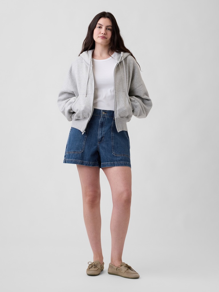 4" High Rise SuperSoft Denim Utility Shorts