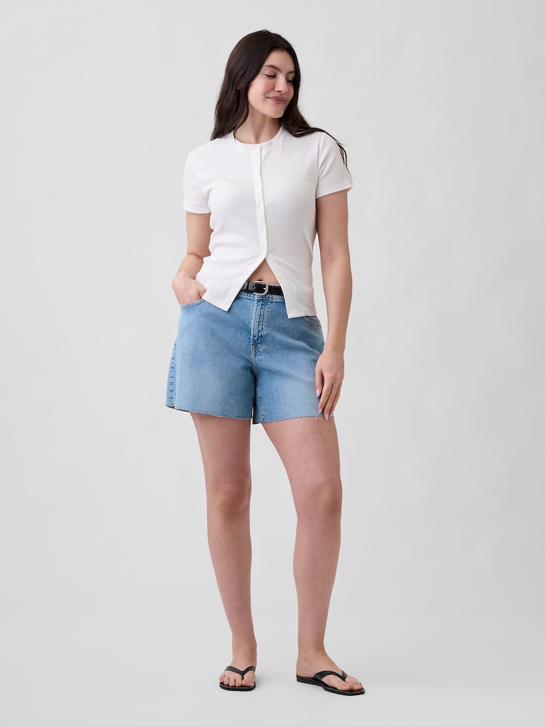 5" Mid Rise Soft Denim Shorts