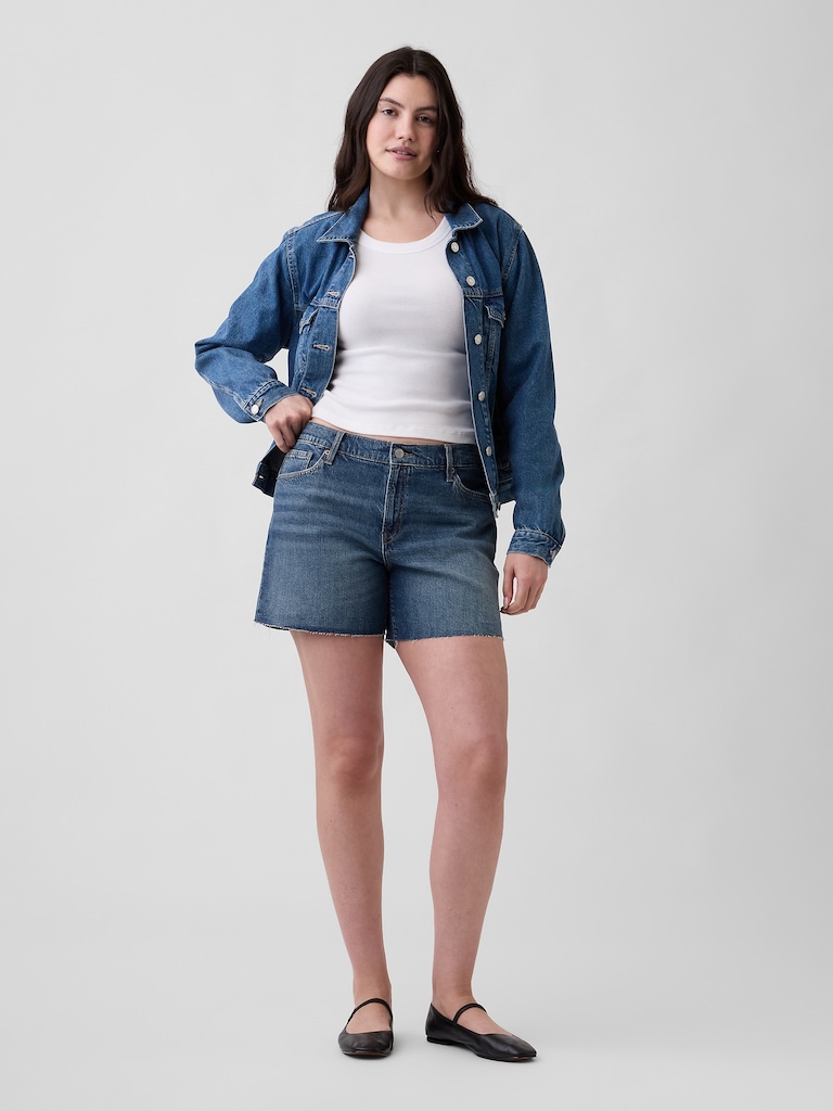 5" Mid Rise Soft Denim Shorts