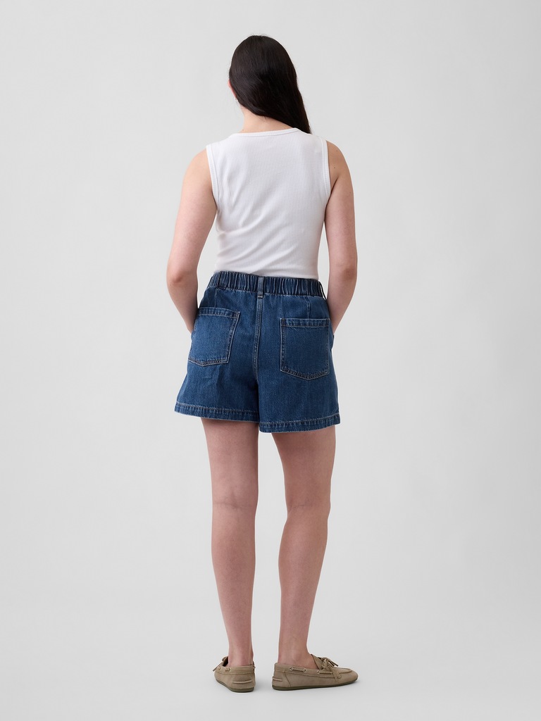 4" High Rise SuperSoft Denim Utility Shorts