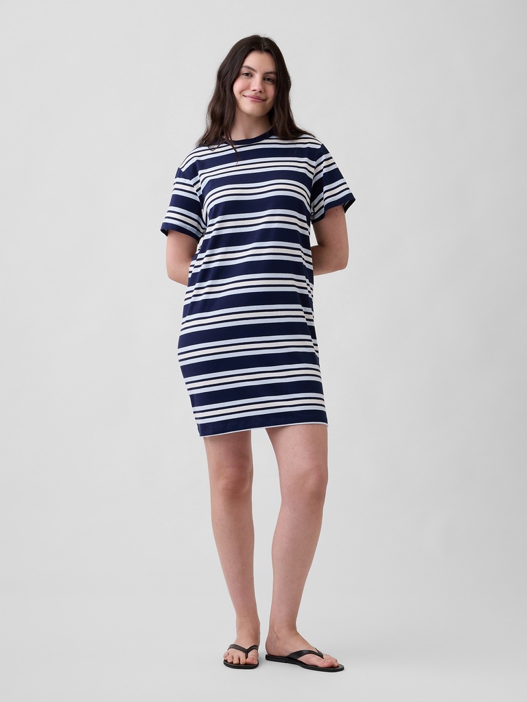 Relaxed Stripe Mini T-Shirt Dress