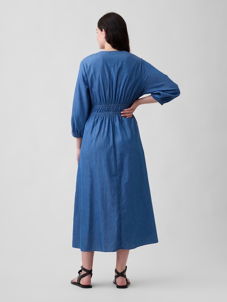 V-Neck Tie-Front Maxi Dress