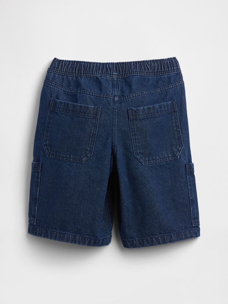 Kids Pull-On Loose Denim Cargo Shorts