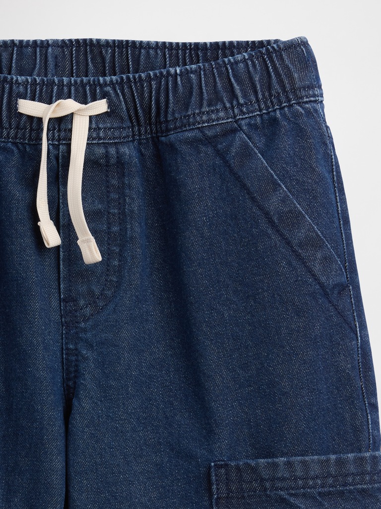Kids Pull-On Loose Denim Cargo Shorts