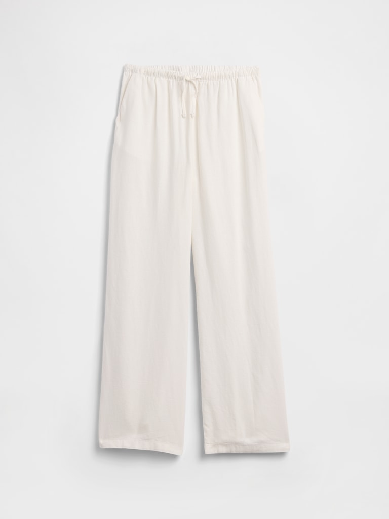 Kids Relaxed Pull-On Wide-Leg Linen-Blend Pants