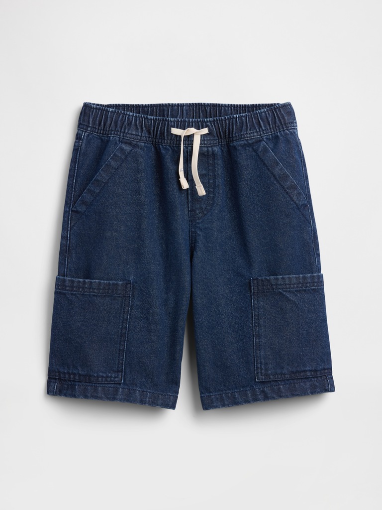 Kids Pull-On Loose Denim Cargo Shorts