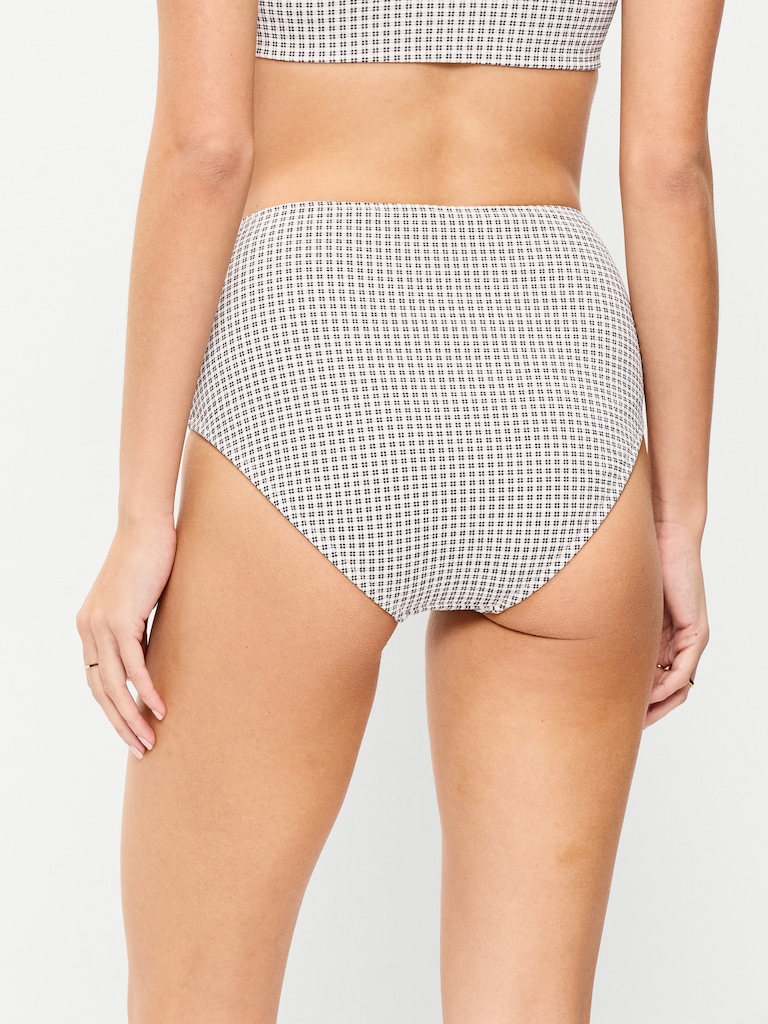 High-Waisted Pique Bikini Swim Bottoms