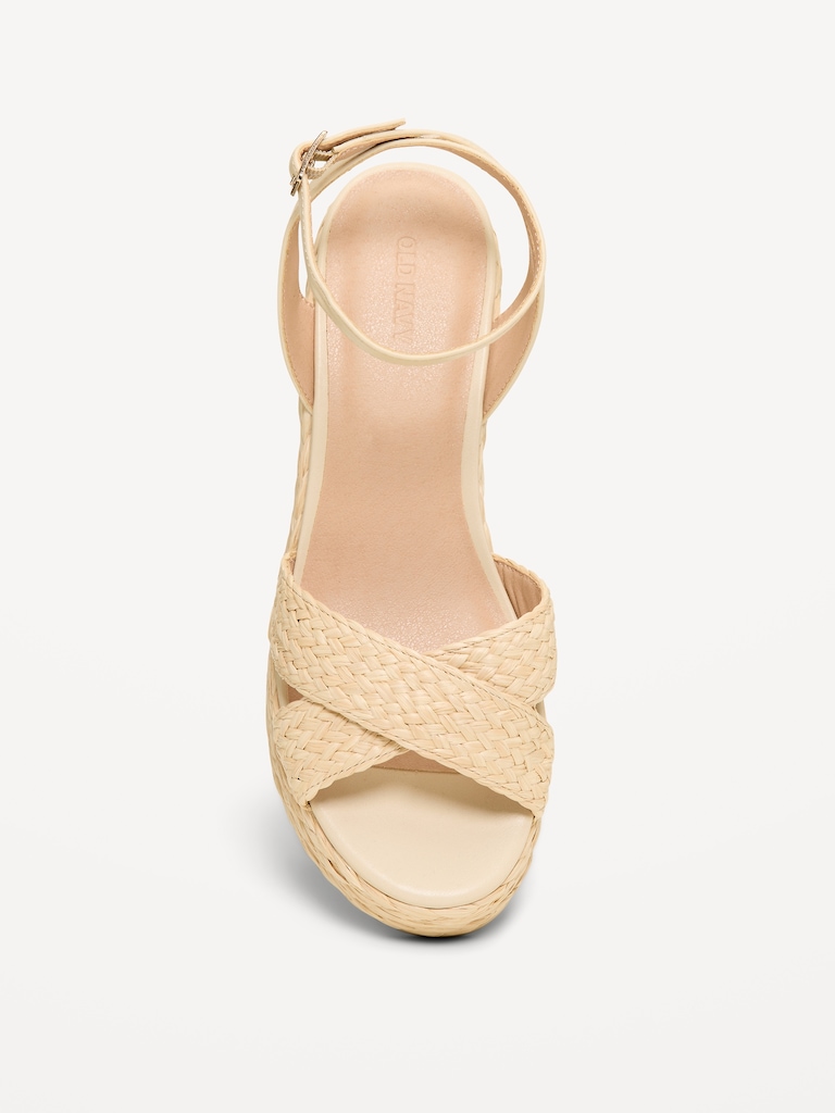 Raffia Platform Sandals for Women