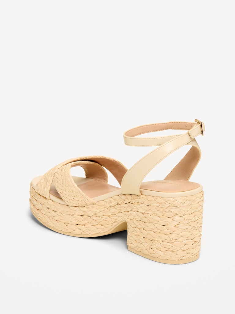 Raffia Platform Sandals for Women