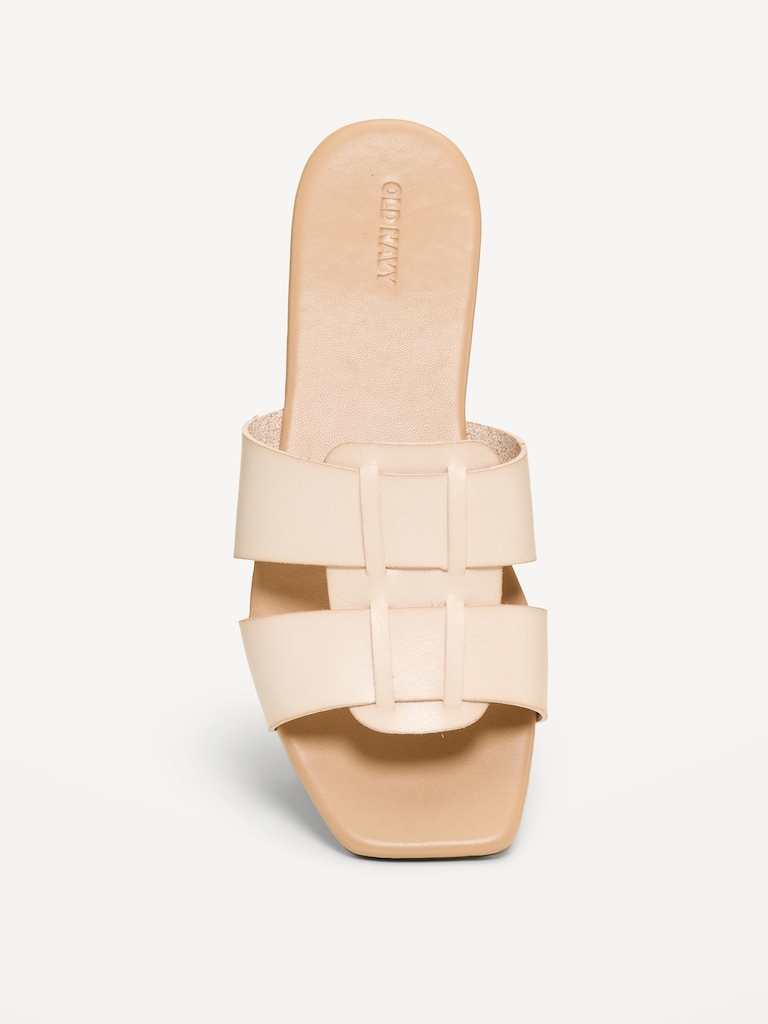 Faux-Leather Slide Sandals