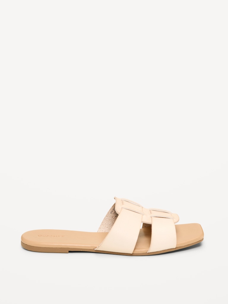 Faux-Leather Slide Sandals