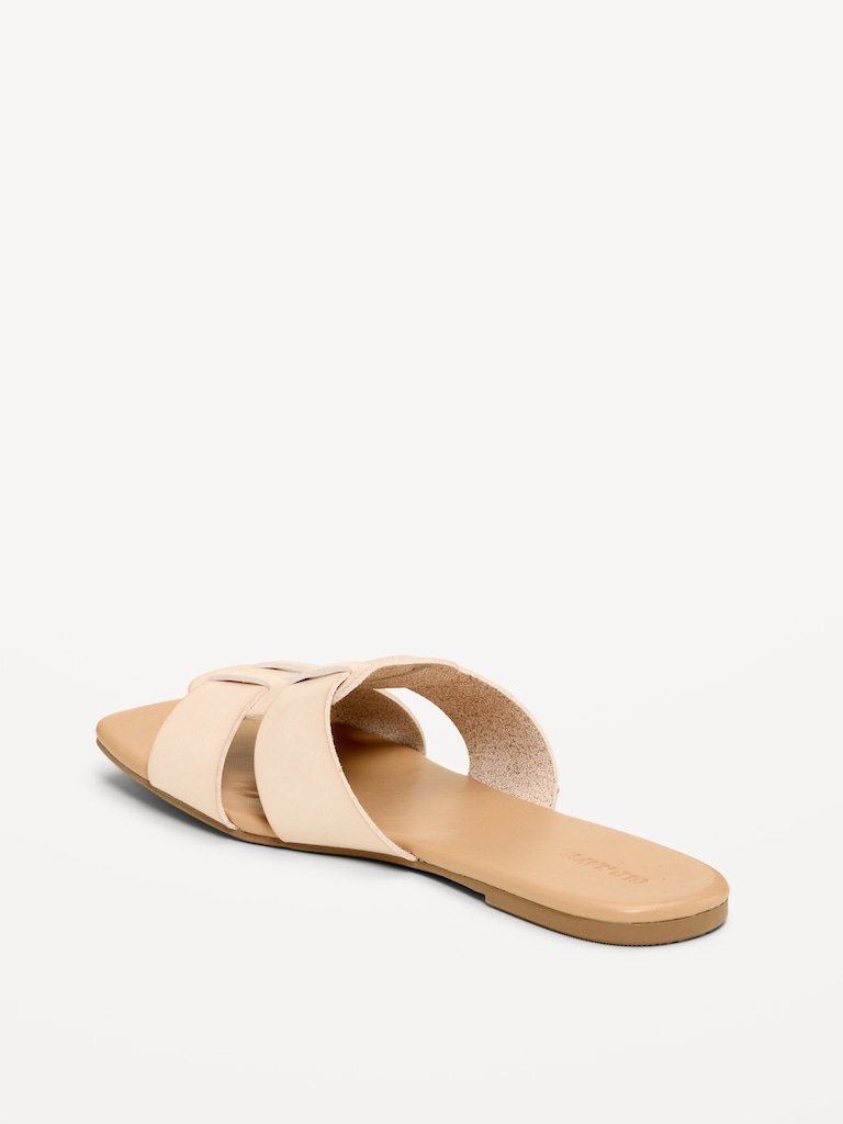 Faux-Leather Slide Sandals
