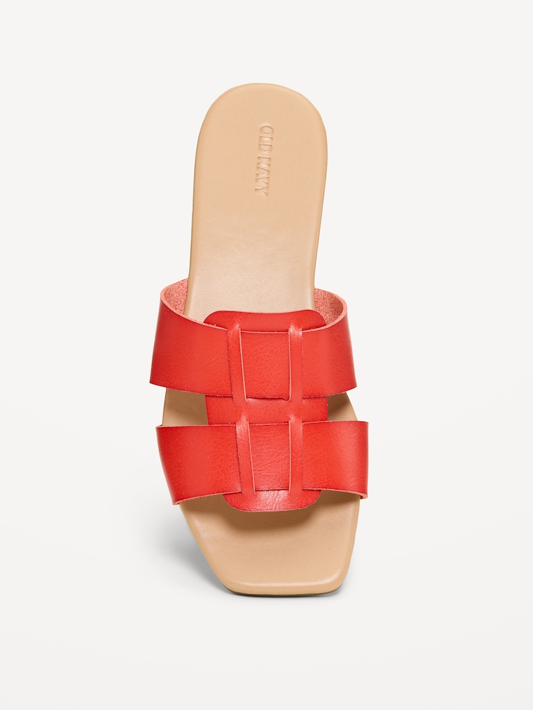 Faux-Leather Slide Sandals