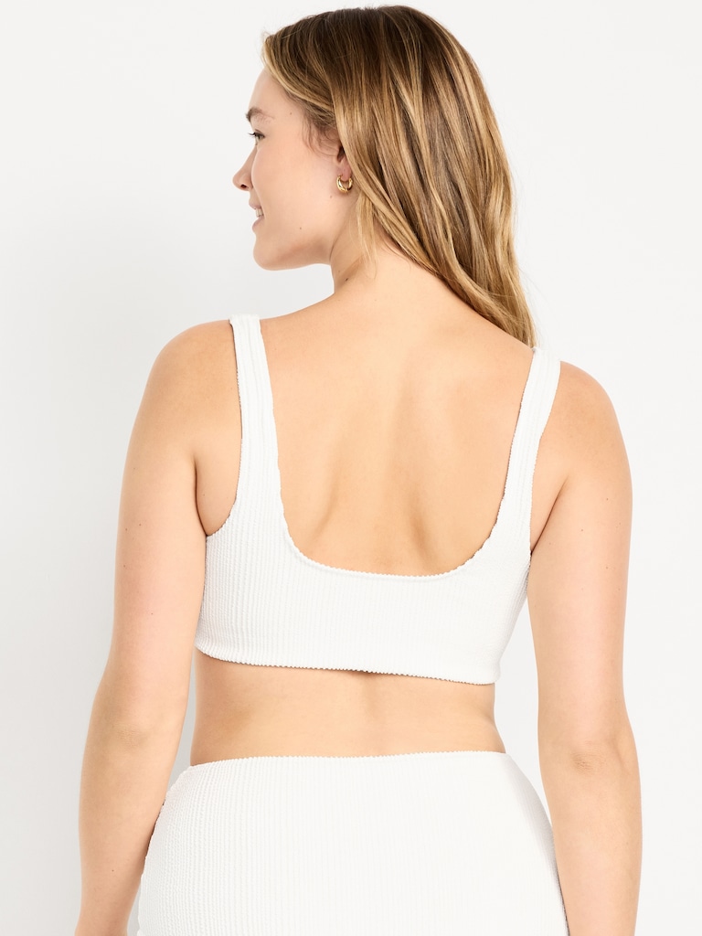 Ribbed Scoop-Neck Swim Top