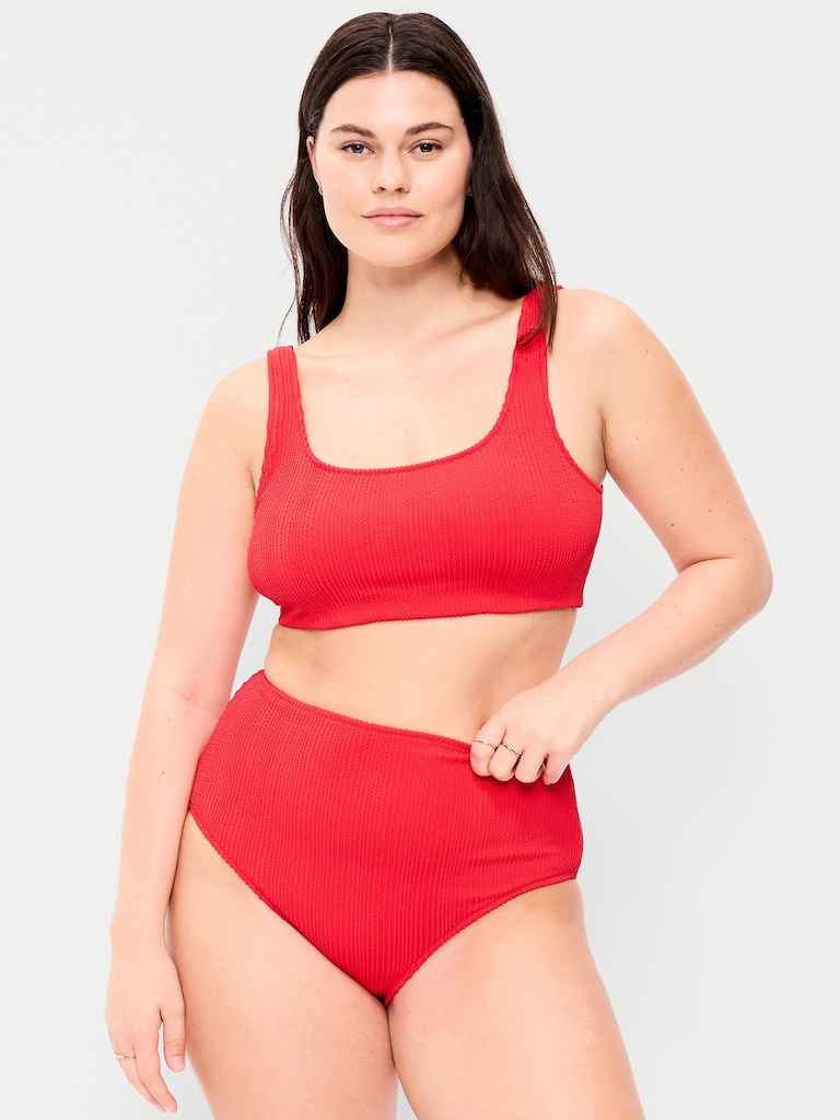 Ribbed Scoop-Neck Swim Top