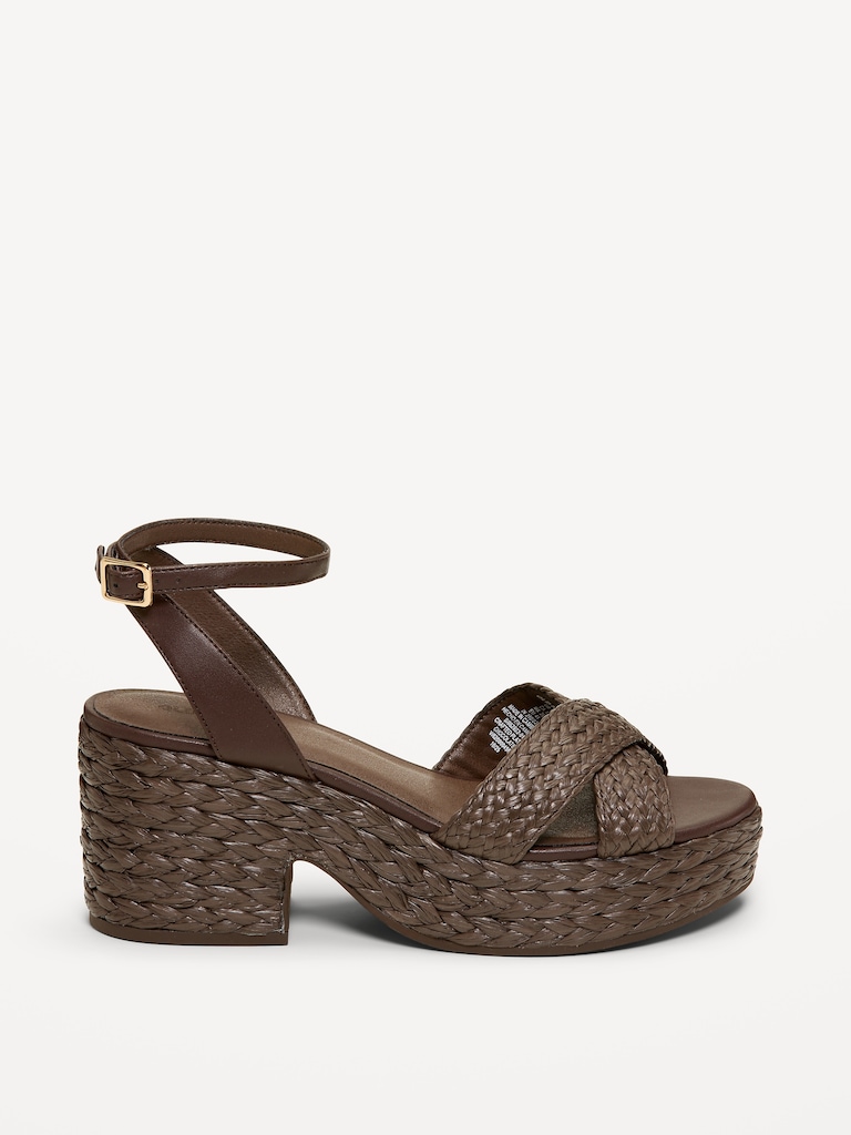 Raffia Platform Sandals for Women