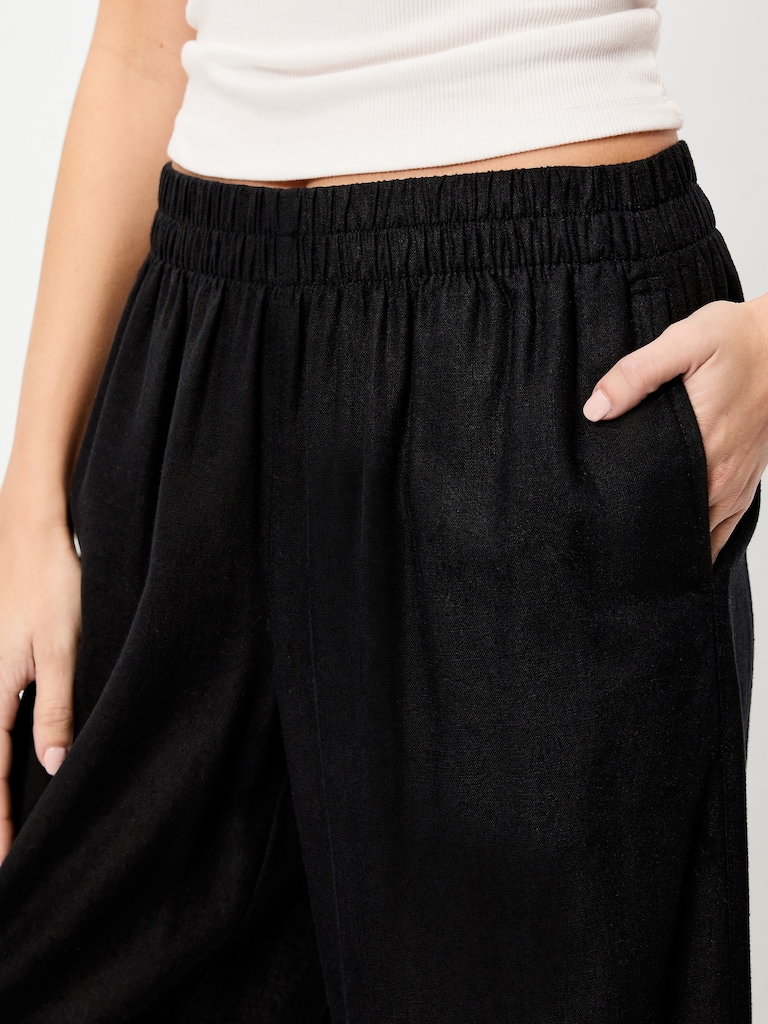 High-Waisted Linen-Blend Wide-Leg Pants