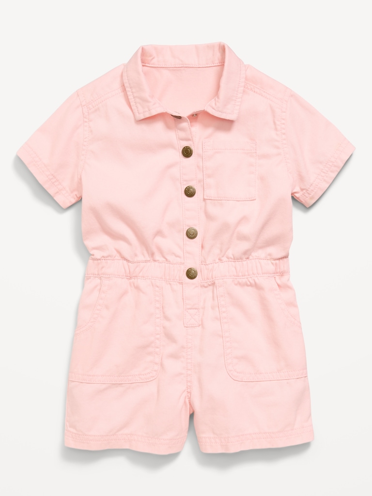 Short-Sleeve Utility Romper for Toddler Girls