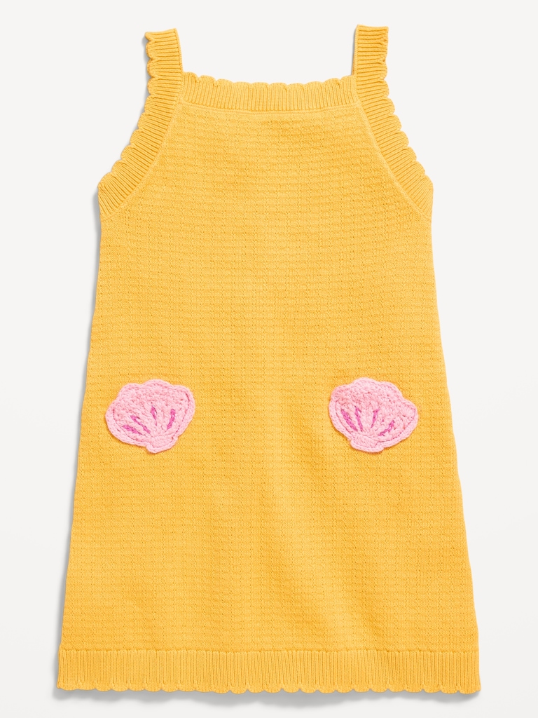 Sleeveless Sweater-Knit Embroidered Dress for Toddler Girls