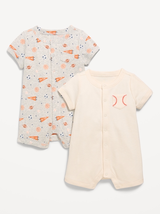Short Short-Sleeve Ribbed Pocket One-Piece Romper 2-Pack for Baby on clearance at Old Navy — 57% off
