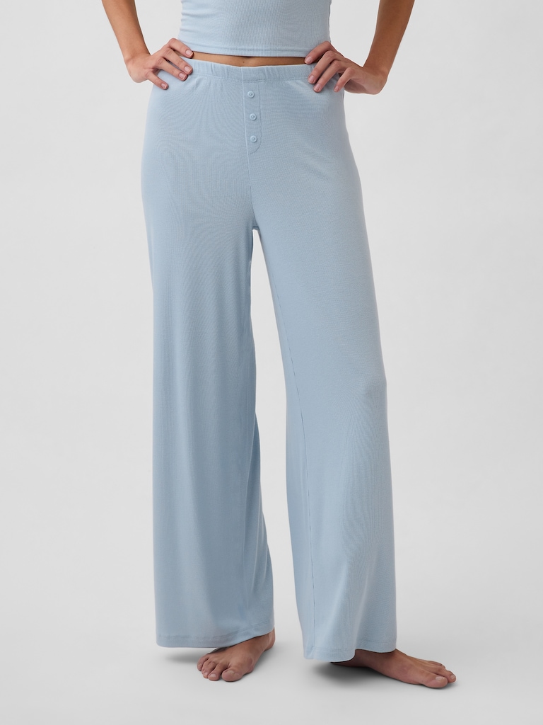 Mini Rib Wide-Leg PJ Pants