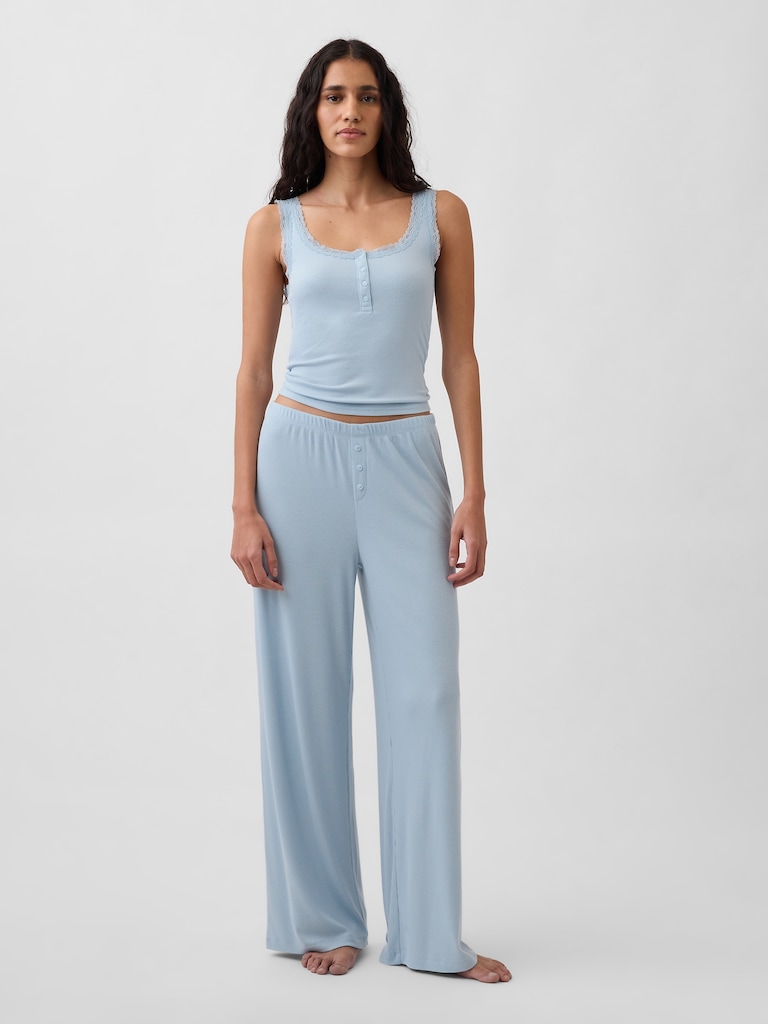 Mini Rib Wide-Leg PJ Pants