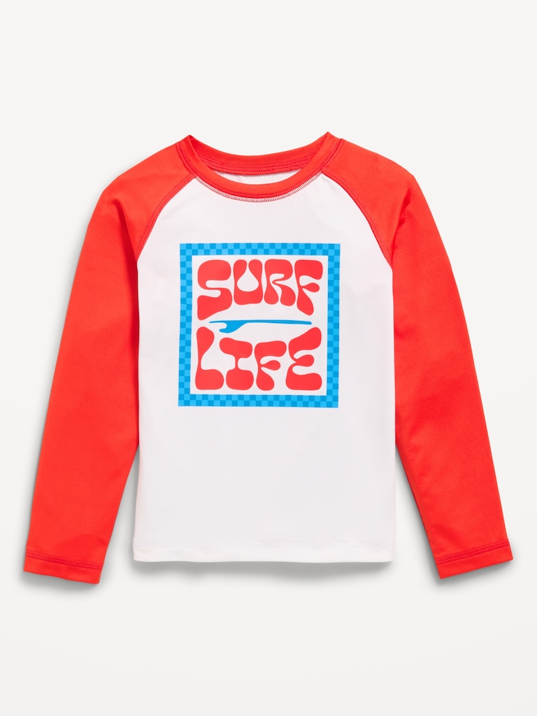 Long-Sleeve Graphic Rashguard Swim Top for Toddler Boys