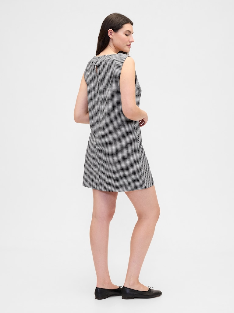 Linen-Blend Apron Mini Dress