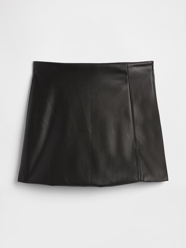 Vegan-Leather Mini Skirt