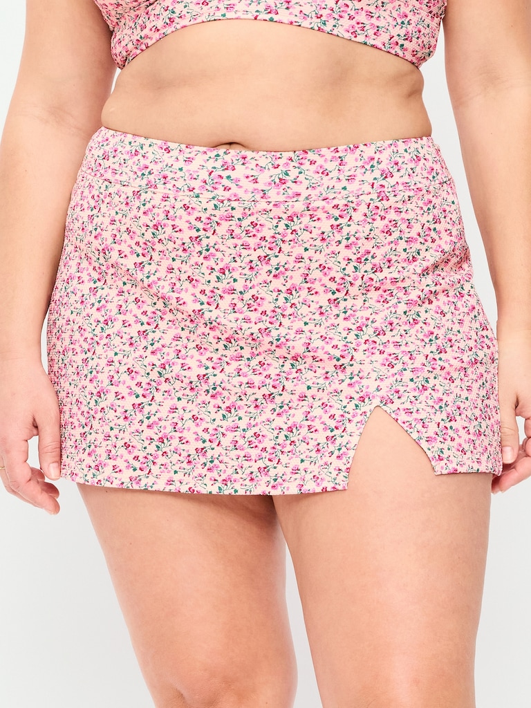 High-Waisted Textured Swim Skirt