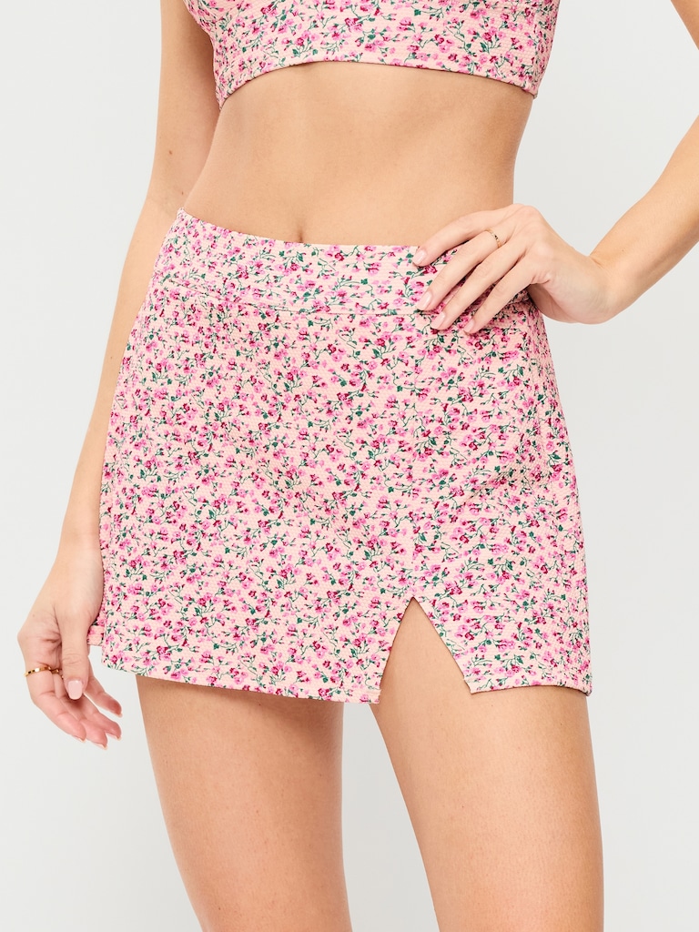 High-Waisted Textured Swim Skirt
