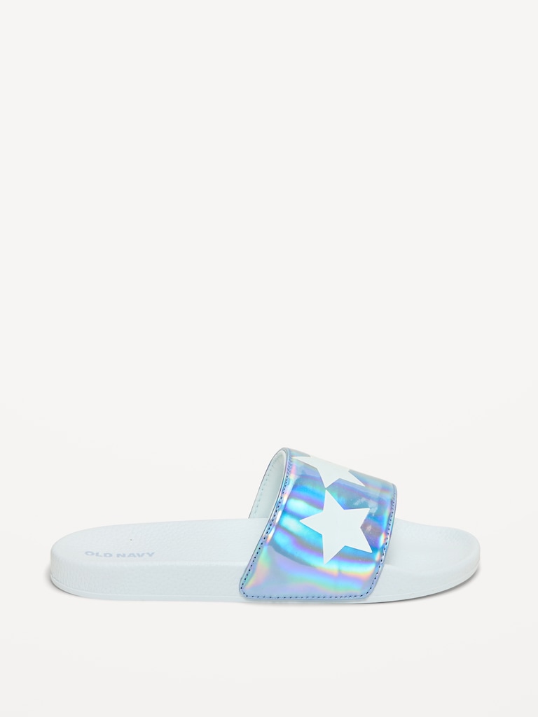 Faux-Leather Pool Slide Sandals for Girls