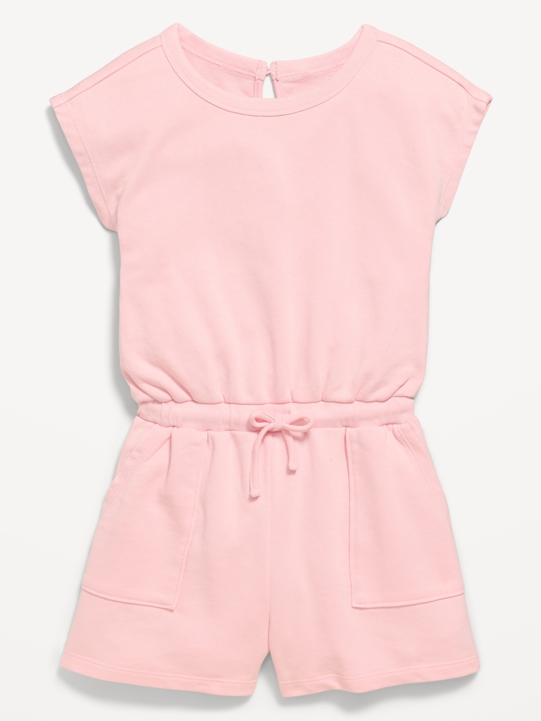 Short-Sleeve French Terry Utility Romper for Girls