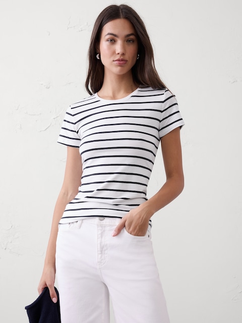 T-shirt Femme Banana Republic Darby Grosgrain - Taille 14 - Bleu Marine - Neuf Avec étiquettes