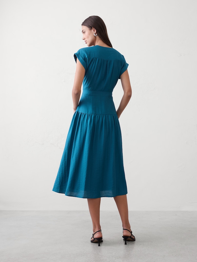 Gathered Tiered Midi Dress