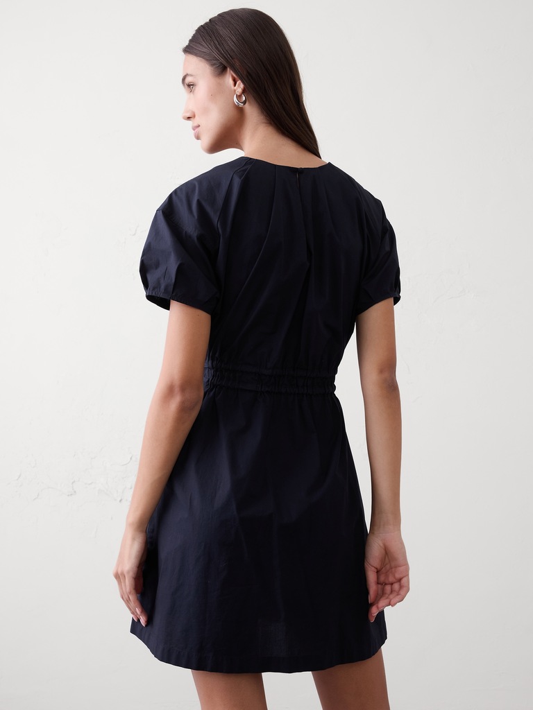 Poplin Pleated Mini Dress