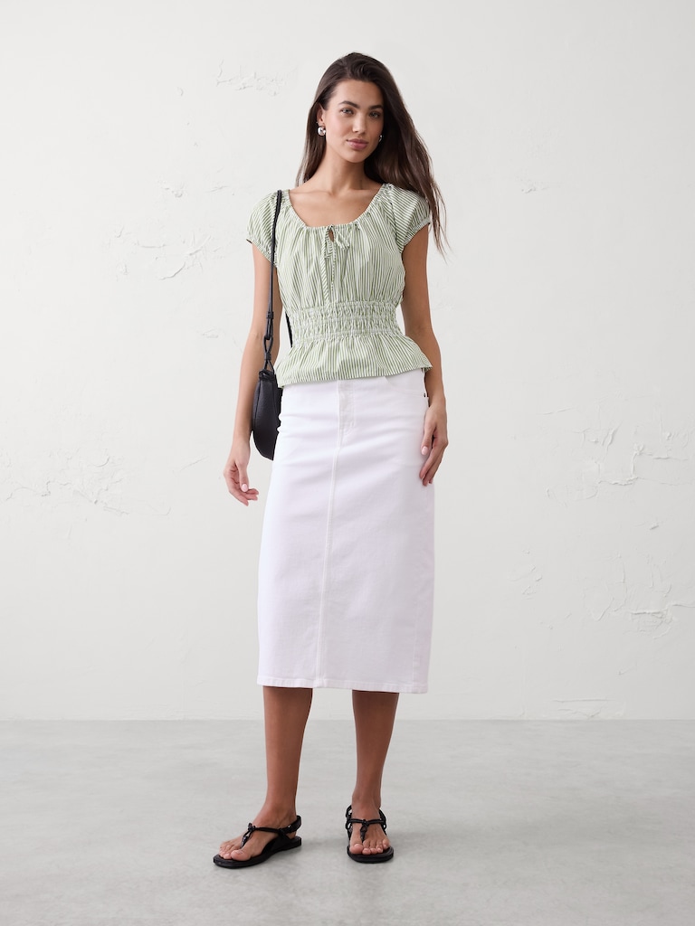 Elastic Scoop-Neck Top