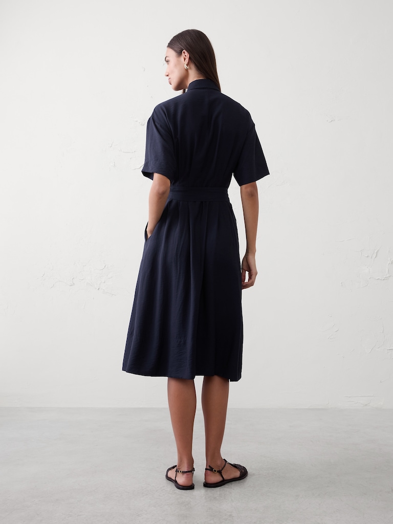 Pleated Midi Shirtdress