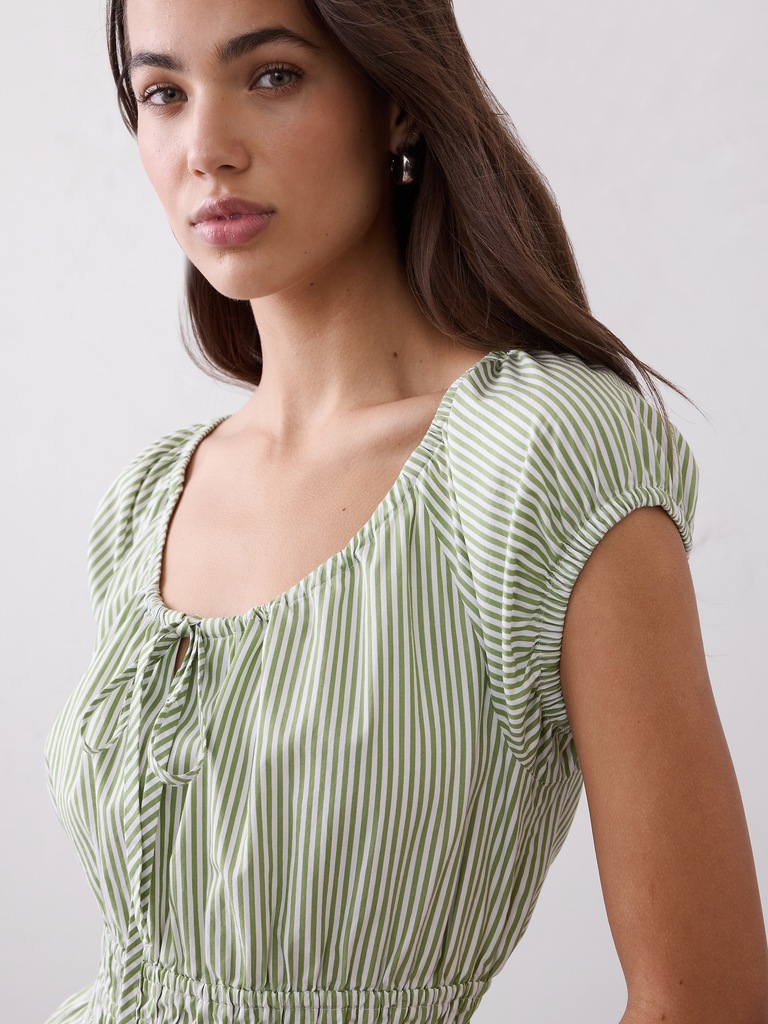 Elastic Scoop-Neck Top