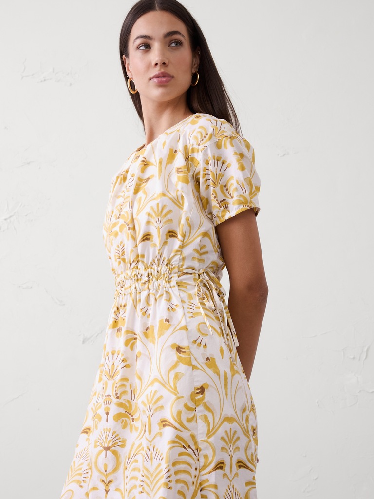 Poplin Pleated Mini Dress