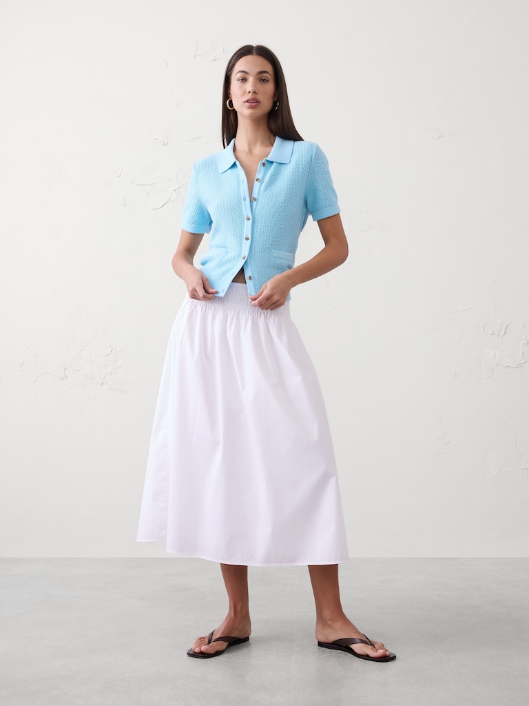 Textured Button-Down Polo Sweater