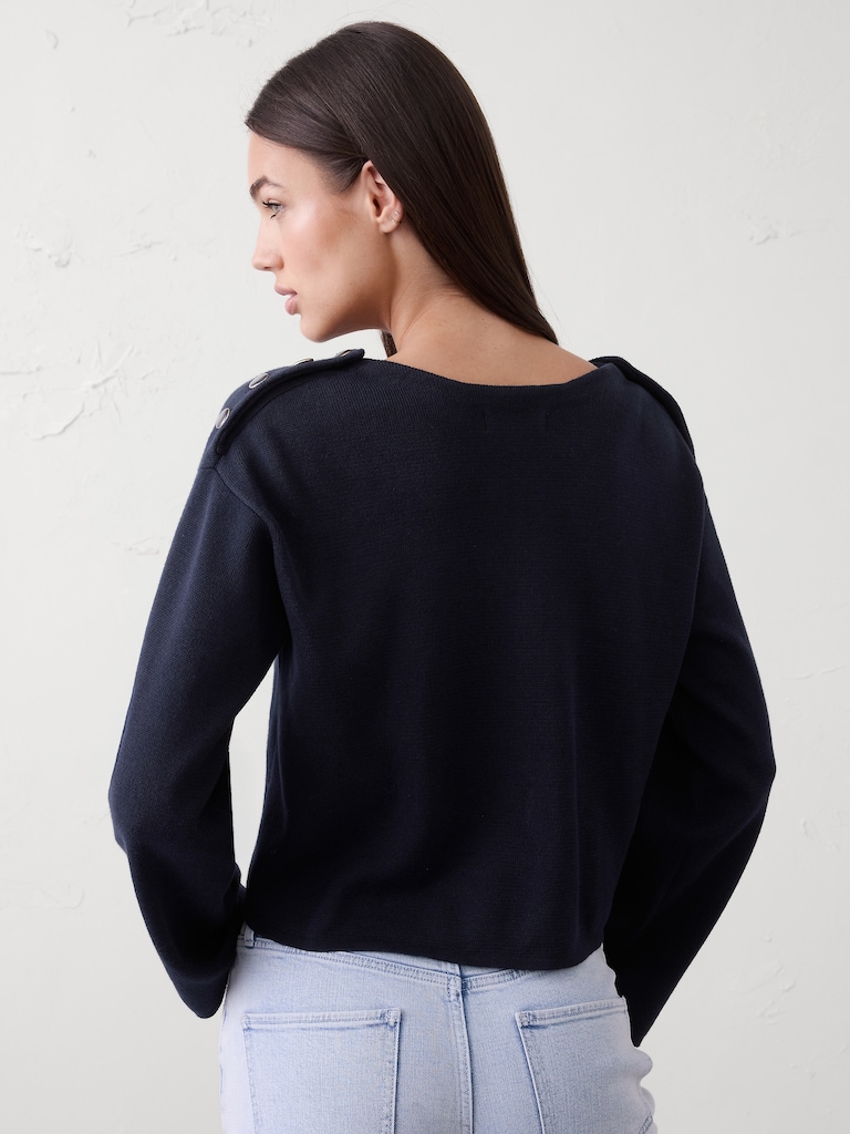 Button Notch-Neck Sweater