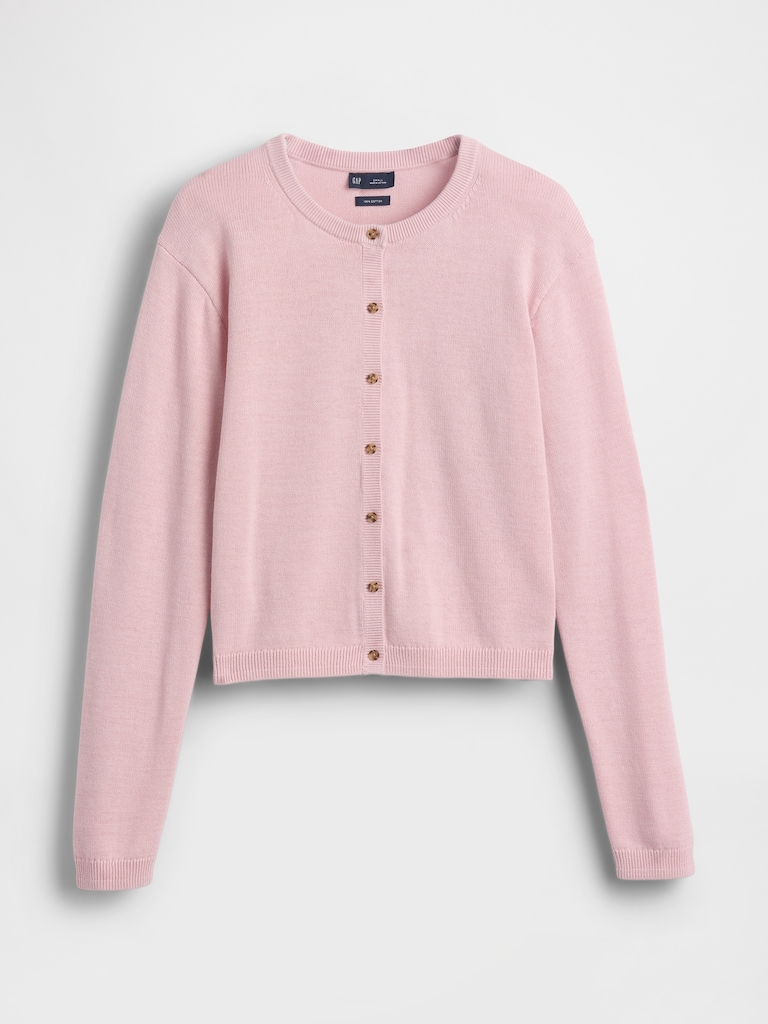 100% Cotton Relaxed Crop Cardigan Sweater