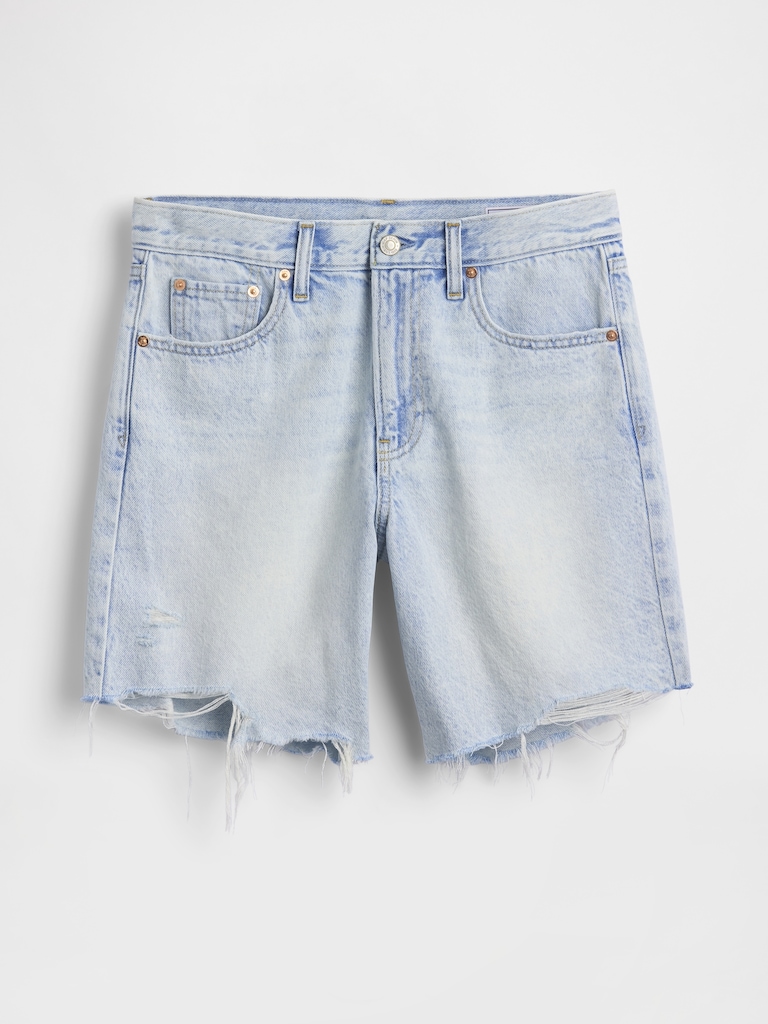 Mid Rise Loose Denim Bermuda Shorts